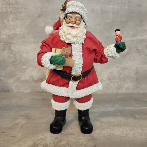 Clothtique Possible Dreams Santa 1997 Standing Holding Toys Nutcracker Bear VTG - Picture 1 of 11